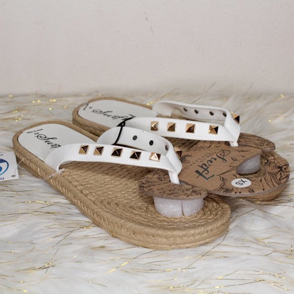 Rockstud Espadrille Style Flip Flops - Picture 2 of 4